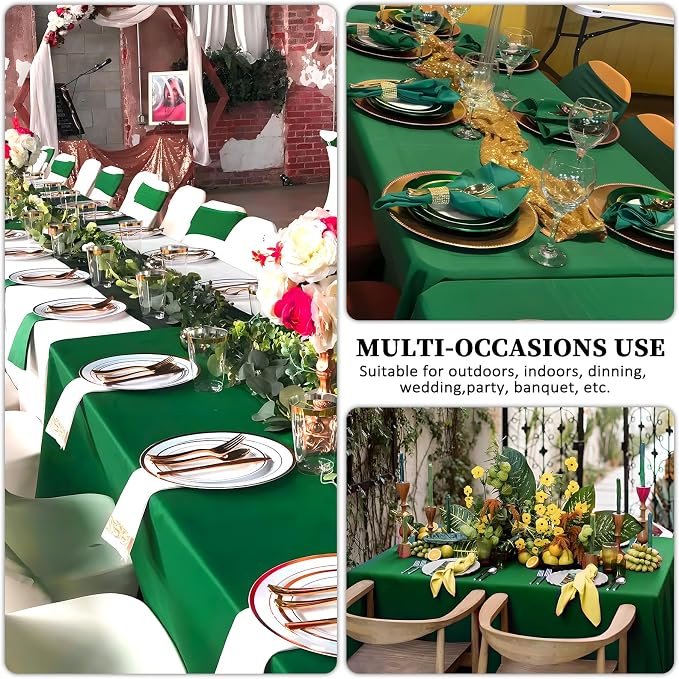 8 Pack Green Rectangular Table Cloth 60 x 126 Inch for 8 Foot Table - Image 6
