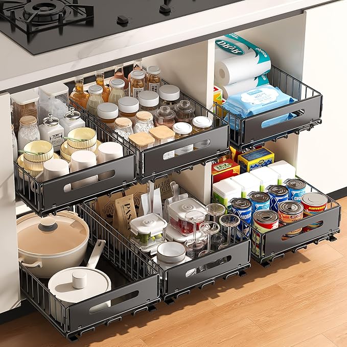 PureBox Pull Out Cabinet Organizer,Deep Storage for pantry,kitchen cabinets - Image 9