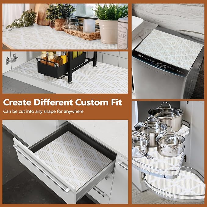 Drawer and Shelf Liner for Kitchen Cabinets, 11.8" x 20FT Non-Adhesive Strong Grip Thickened Cabinet Liners for Shelves, Non-Slip Mats Shelving Paper Protect Cupboard, Dresser, Pantry | Beige - Image 7
