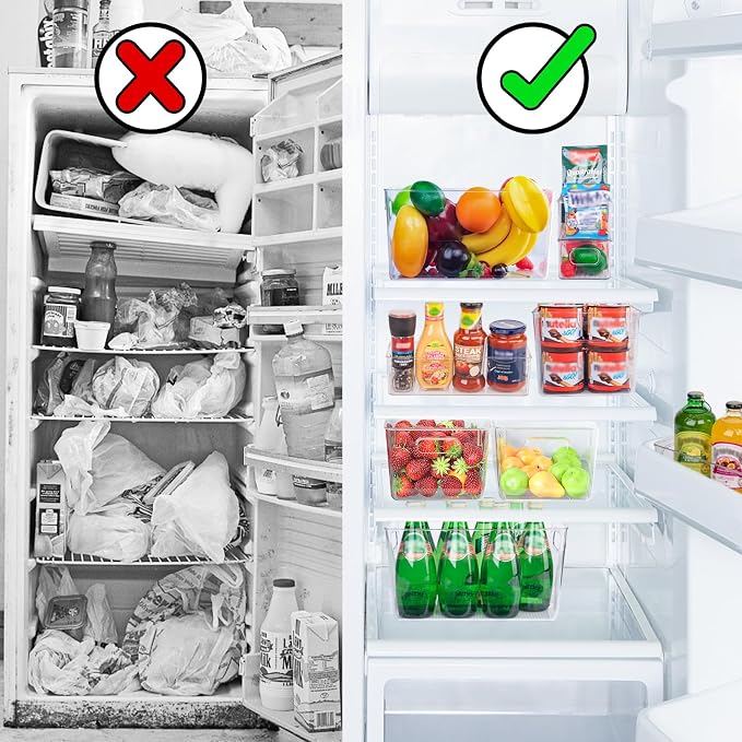 8 Pack Large Clear Plastic Storage Bins, Kitchen &Pantry Organizer | Heavy-duty 450g BPA-free PETG containers with handles for fridge, under-sink, bathroom, office, closet, and garage storage - Image 7