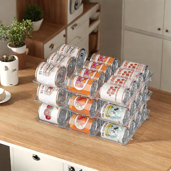 Can Organizer for Pantry, Rolling Food Pantry Storage Rack, 3 Tier | Automatic Rolling, Holds 36 Cans, Clear Canned Food Organizer, Modular Pantry Storage Holder, for Pantry, Cabinet & Fridge - Image 6