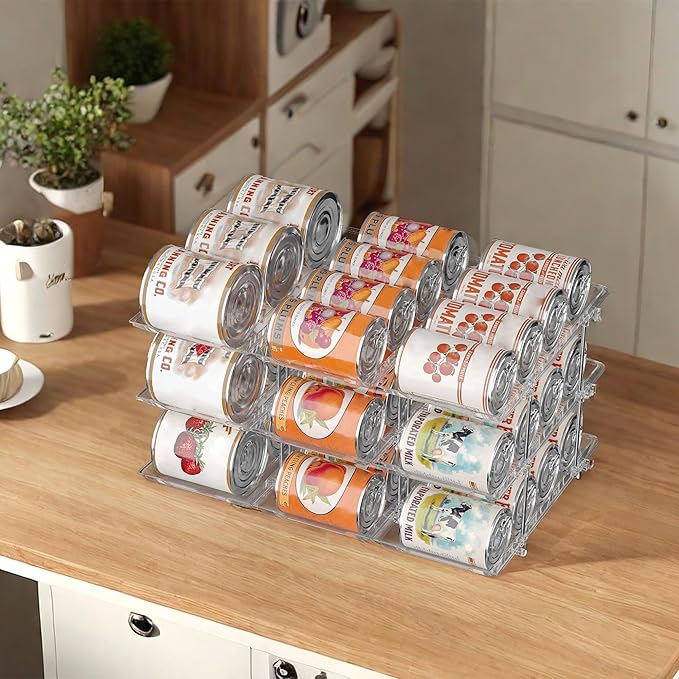 Can Organizer for Pantry, Stackable Food Pantry Storage Rack, 6 Tier | Automatic Rolling, Modular Storage, Clear Acrylic, Holds 72 Cans for Pantry, Cabinet & Fridge, Space Saving, Easy to Refill - Image 6