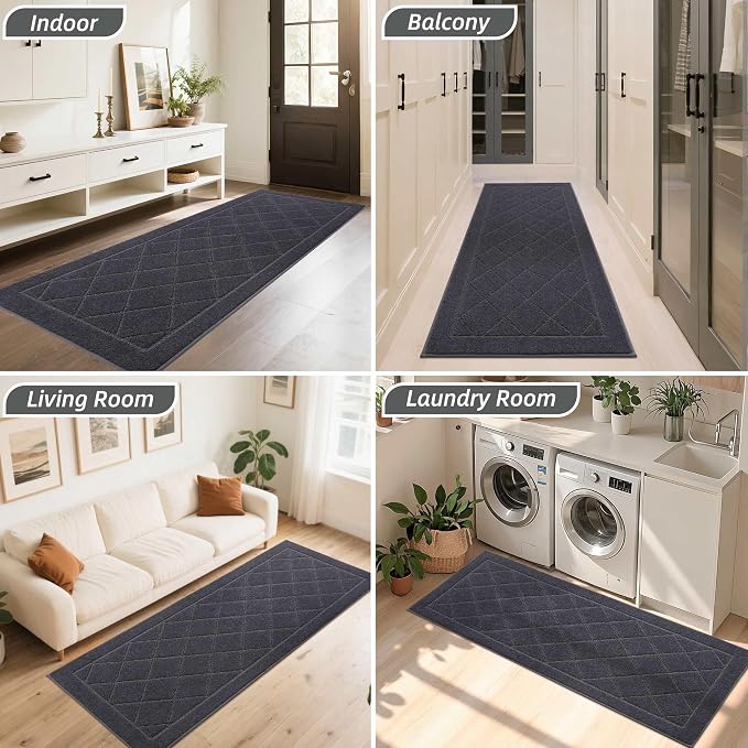 BEQHAUSE Dirt Trapper Door Mat 24" x 60", Doormat Non-Slip, Dark Grey - Image 8