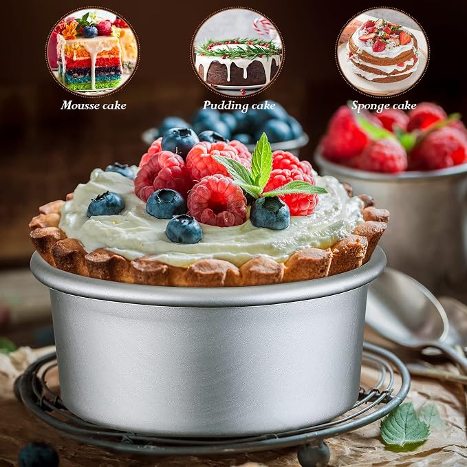Gerrii 18 Pcs 4 Inch Round Cake Pans Nonstick Aluminum Round Baking | Molds for Cheesecake Quiche Pizza, Leakproof Design, Easy Release Coating, Individual Servings for Party Baking Supplies - Image 7