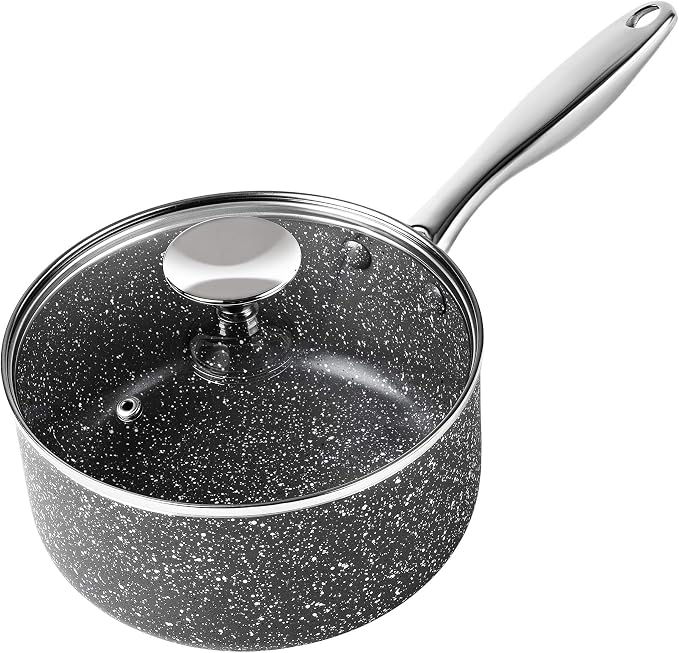 MICHELANGELO Sauce Pan with Lid, 3 Quart Saucepan with Lid Nonstick Small Pot, Granite Sauce Pan with Stainless Steel Handle, 3 Qt Saucepan Induction Compatible - Image 9