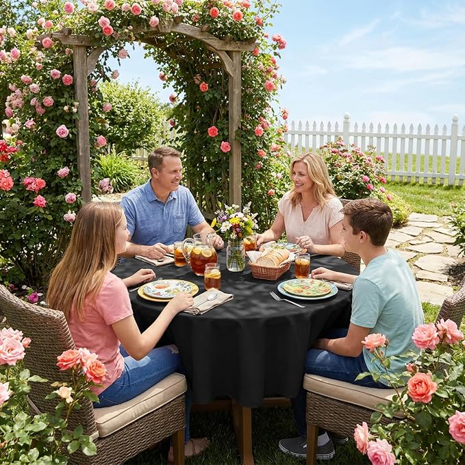 8 Packs 70 Inch Black Round Tablecloths - Image 6