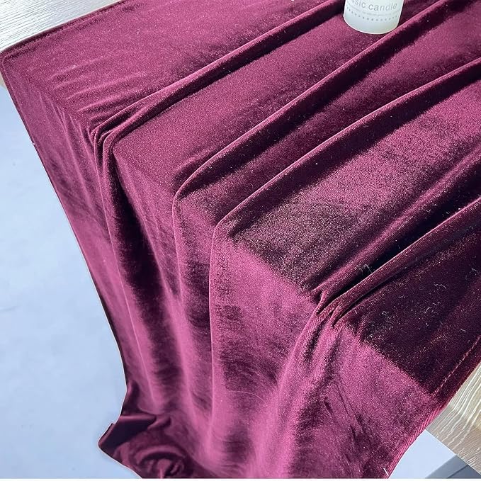 Luxurious Velvet Table Runner, 10ft Wedding Reception Decorations, 20x120inch Soft Velvet Fabric, Table Linen Overlay, Wedding Table Runners (Burgundy, 20X120inch, 2pack) - Image 7