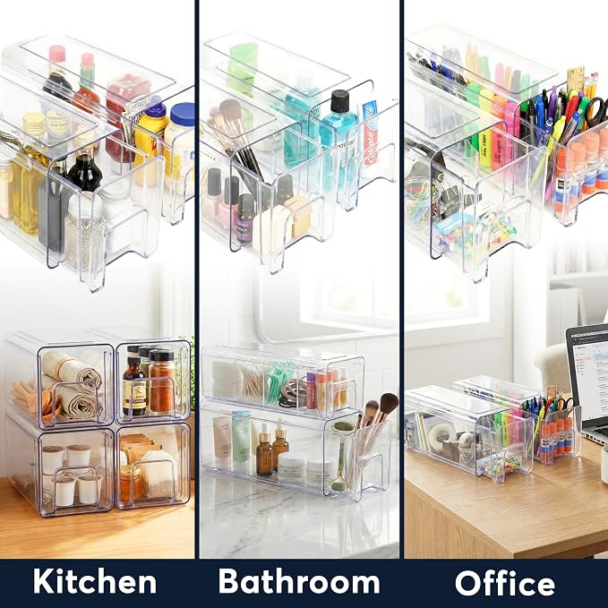 Sorbus Clear Stackable Storage Drawers (1 Large + 2 Small) - Image 7