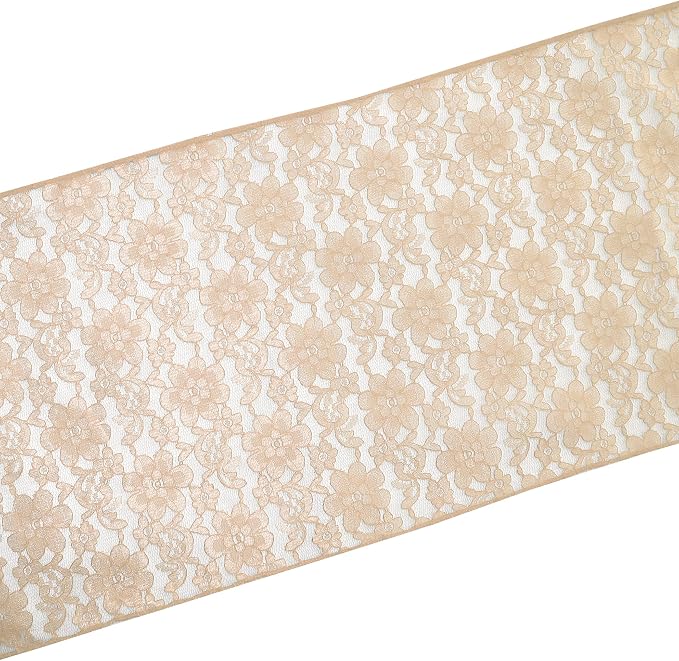 Zen Creative Designs 10 Pack Floral Lace Table Runner Sheer Lace Event Party Wedding Table Decor (12" by 144", Beige) - Image 2