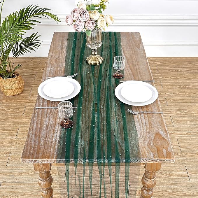 Pearl Tulle Table Runner Fabric 10ft Seasonal Veil Dessert Lace Chiffon - Image 8
