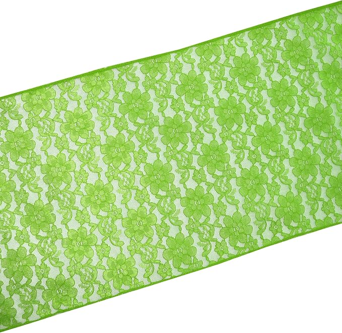 Zen Creative Designs 10 Pack Floral Lace Table Runner Sheer Lace Event Party Wedding Table Decor (12" by 72", Lime) - Image 2