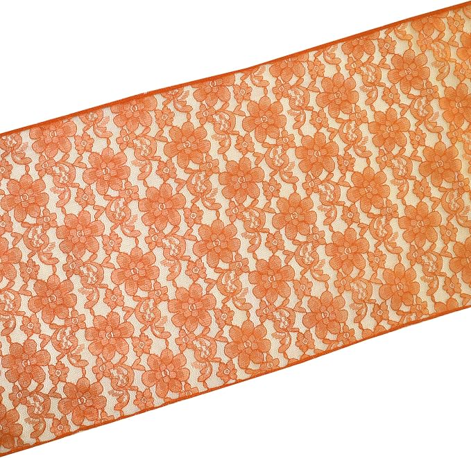 Zen Creative Designs 10 Pack Floral Lace Table Runner Sheer Lace Event Party Wedding Table Decor (12" by 144", Orange) - Image 2