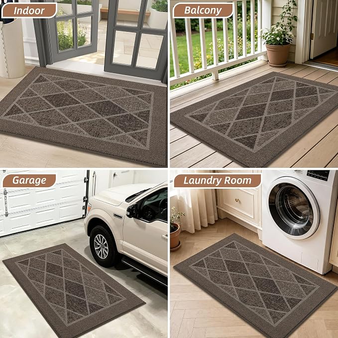 BEQHAUSE Dirt Trapper Door Mats 32" x 48", Non-Slip Washable, Brown - Image 9