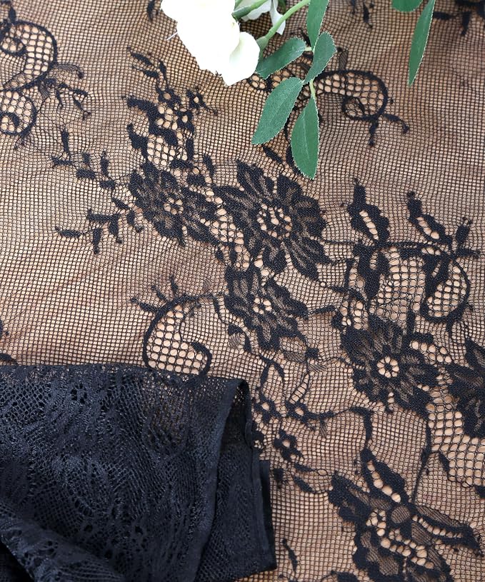 Black Lace Table Runner 2 Pcs 30x120 Inch Vintage Rustic Tabletop Dinner - Image 7