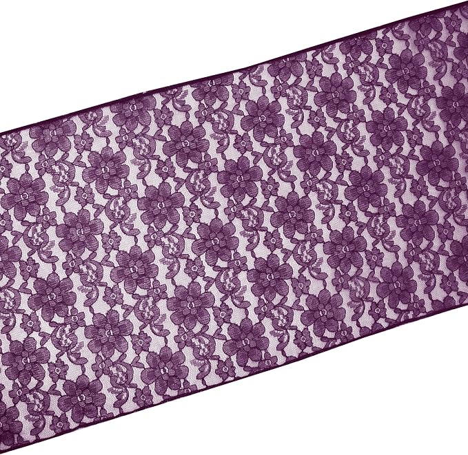 Zen Creative Designs 10 Pack Floral Lace Table Runner Sheer Lace Event Party Wedding Table Decor (12" by 108", Plum) - Image 2