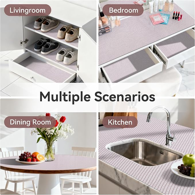 FIFTY FEET 18"x96" Non-Adhesive Shelf Liner for Kitchen Cabinets and Drawers, Washable Non-Slip PVC Cabinet Liner (Red Circle)(6 Roll) - Image 9