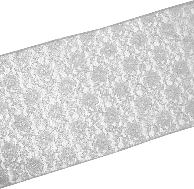 Zen Creative Designs 10 Pack Floral Lace Table Runner Sheer Lace Event Party Wedding Table Decor (12" by 144", Silver) - Image 2