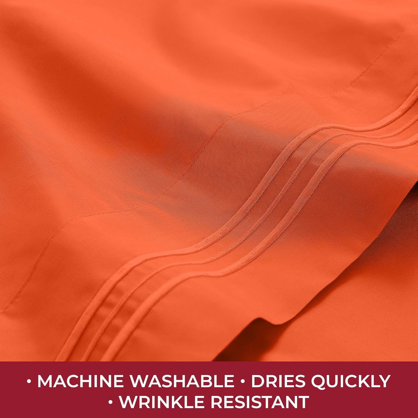 Mellanni RV Short Queen Sheets - 4 PC Iconic Collection Bedding - Hotel Luxury, Extra Soft, Cooling Bed Sheets - Deep Pocket up to 10 inch (RV/Short Queen, Poppy Orange)