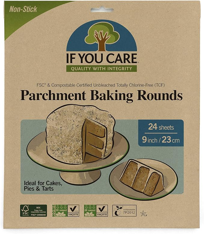 If You Care Parchment Paper Rounds for Baking Cakes, Pies, Tarts – Pack of 24 Circle Liners - Unbleached, Chlorine Free, Greaseproof, Silicone Coated – 9 Inch Diameter (20, 24 Count) by IfYouCare