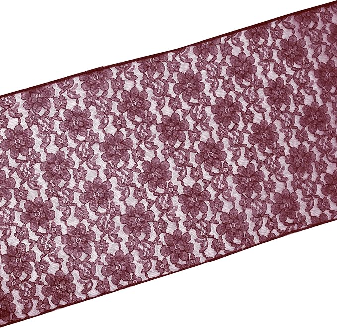 Zen Creative Designs 10 Pack Floral Lace Table Runner Sheer Lace Event Party Wedding Table Decor (12" by 60", Burgundy) - Image 2