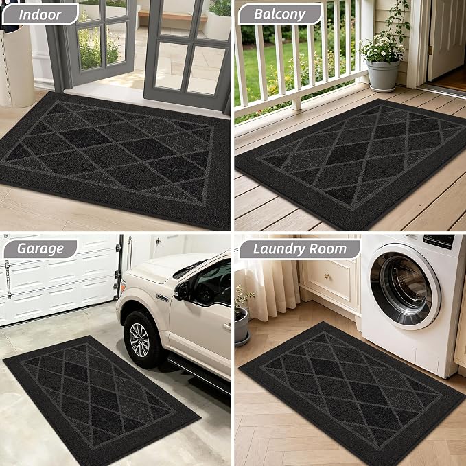 BEQHAUSE Dirt Trapper Door Mats 36" x 60", Non-Slip Washable, Dark Grey - Image 9