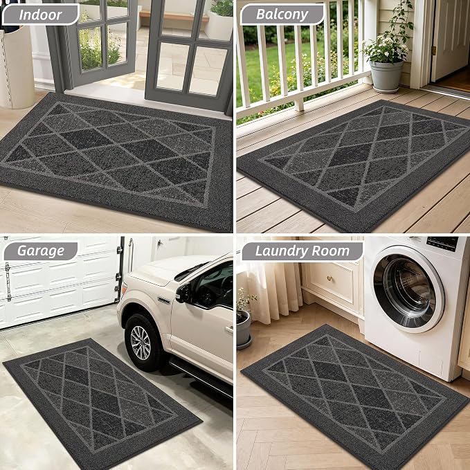 BEQHAUSE Dirt Trapper Door Mats 20" x 32", Non-Slip Washable, Grey - Image 9