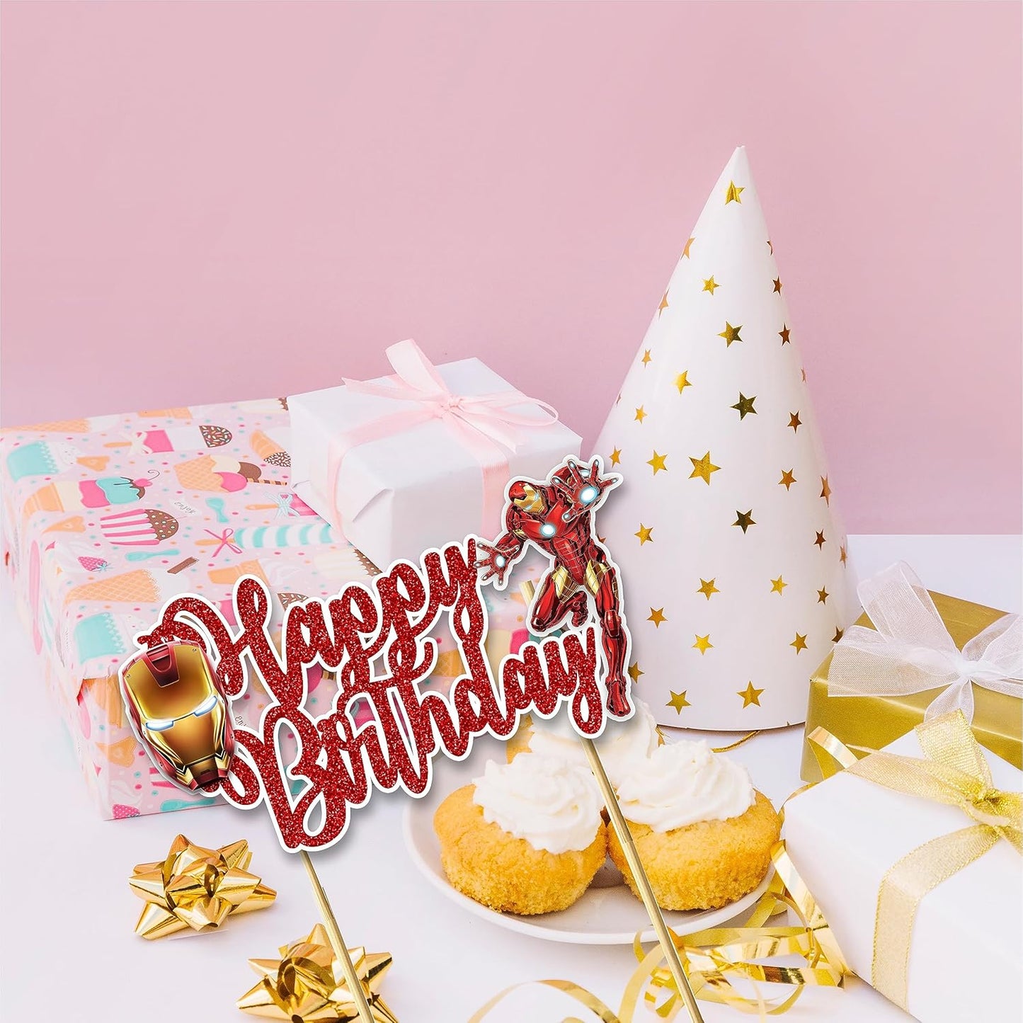 Irn man Happy Birthday Cake Topper - Birthday Decorations.