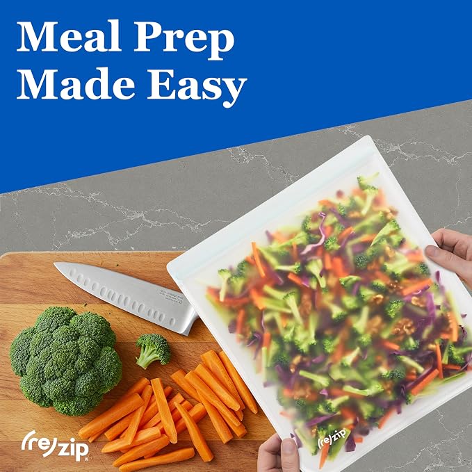 (re) zip Reusable Gallon & Half-Gallon Freezer Food Storage Bag 8-piece Kit | BPA-free, food-grade, leakproof, airtight. 4 gallon & 4 half-gallon bags for max freshness, ideal for BBQ prep & meal prep. - Image 7