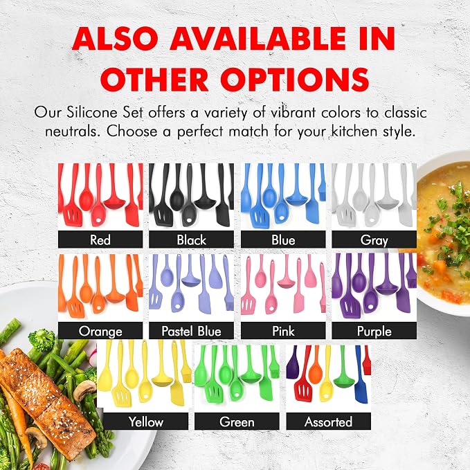 Chef Craft - Premium Silicone Kitchen Tools and Utensils Set, Non-Scratch, Withstands Temperatures up to 450°F, BPA-Free, 7 Piece Cooking Utensils Set, Pastel Blue - Image 7