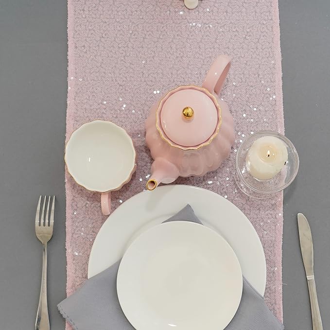 Pink Sequin Table Runner 12 Pack 12''x72'' Glitter Table Runner - Image 7