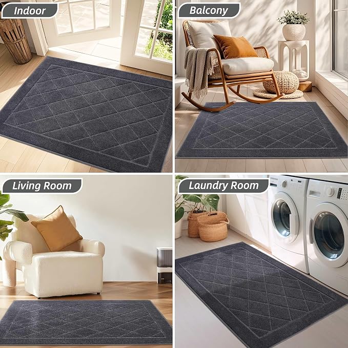 BEQHAUSE Dirt Trapper Door Mat 20" x 32", Doormat Non-Slip, Dark Grey - Image 8
