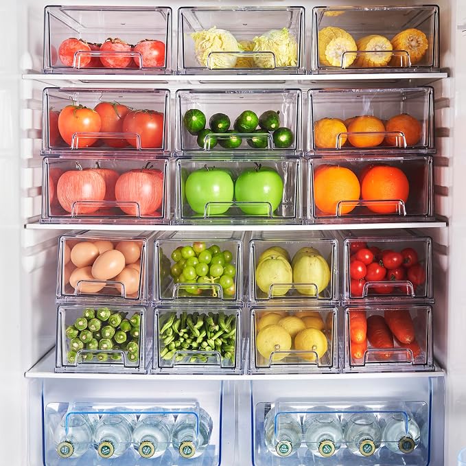 Clear Stackable Storage Drawers 6 Pack L, BPA-Free Plastic Pull Out Organizer with Anti-Slip Pad for Bathroom Pantry Cabinet - Image 7