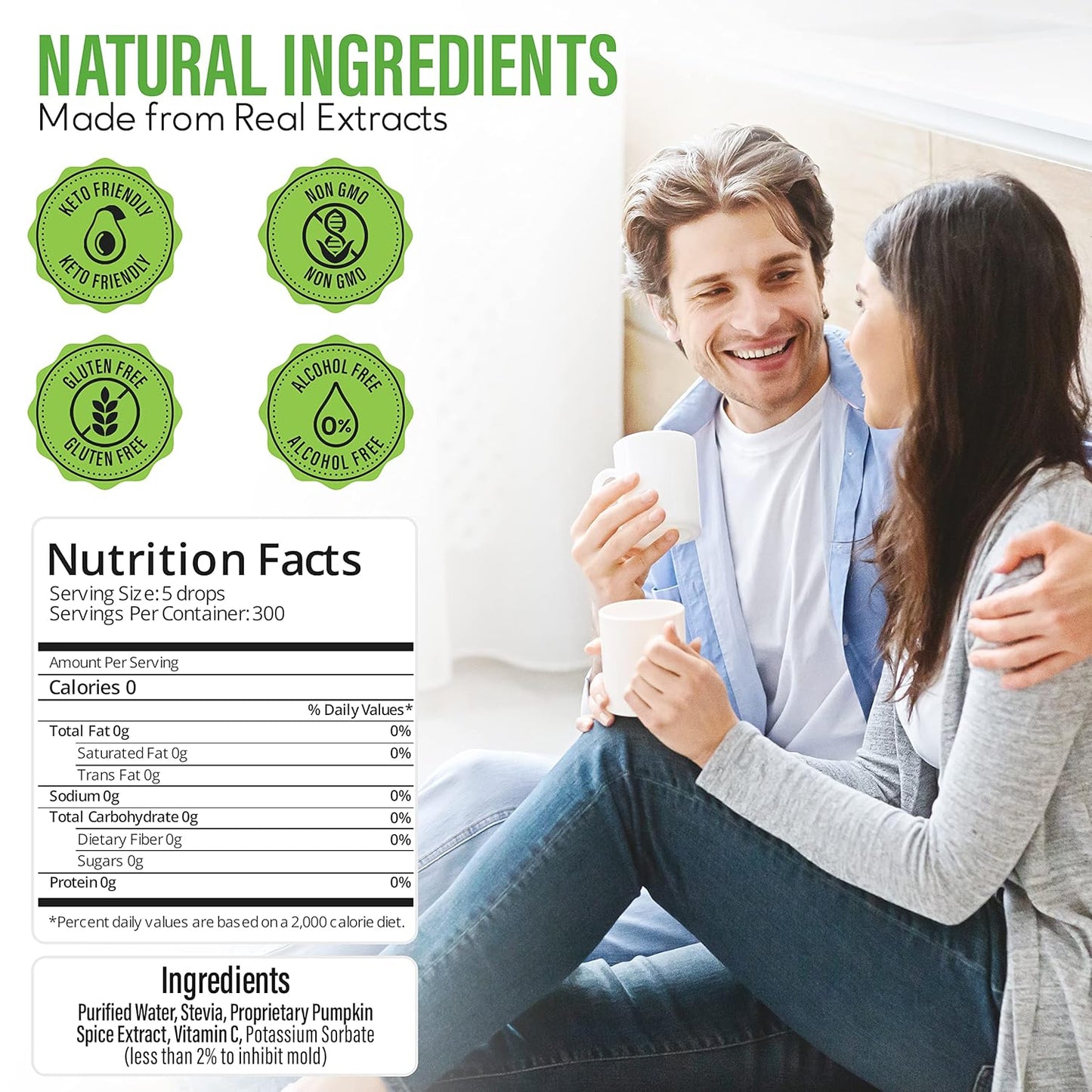 Stevia Select Pumpkin Spice Flavored Liquid Stevia – Zero Calorie Coffee, Tea, Drink & Baking Sweetener, All-Natural, No Erythritol, Keto-Friendly Sugar Alternative, 300 Servings – 2 Oz (1 Pack)