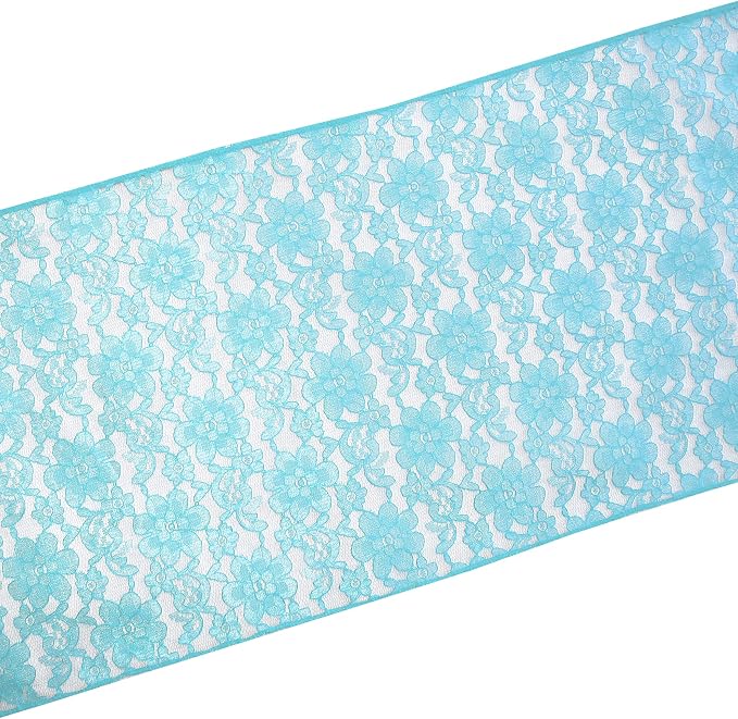 Zen Creative Designs 10 Pack Floral Lace Table Runner Sheer Lace Event Party Wedding Table Decor (12" by 72", Aqua) - Image 2