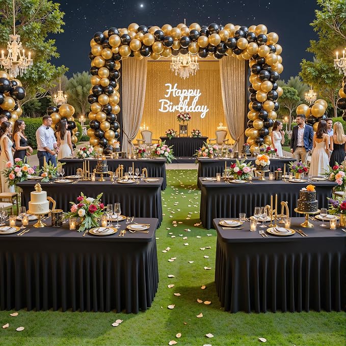 2 Pack Black Table Cloth for 6 Foot Rectangle Tables Spandex Fitted Tablecloth 6ft Stretch Table Covers Skirt Black Banquet Tablecloths Wrinkle Free Tablecloth for Party Wedding Birthday Event - Image 9