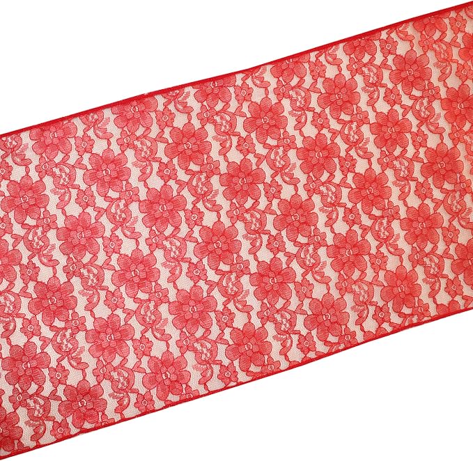 Zen Creative Designs 10 Pack Floral Lace Table Runner Sheer Lace Event Party Wedding Table Decor (12" by 108", Red) - Image 2