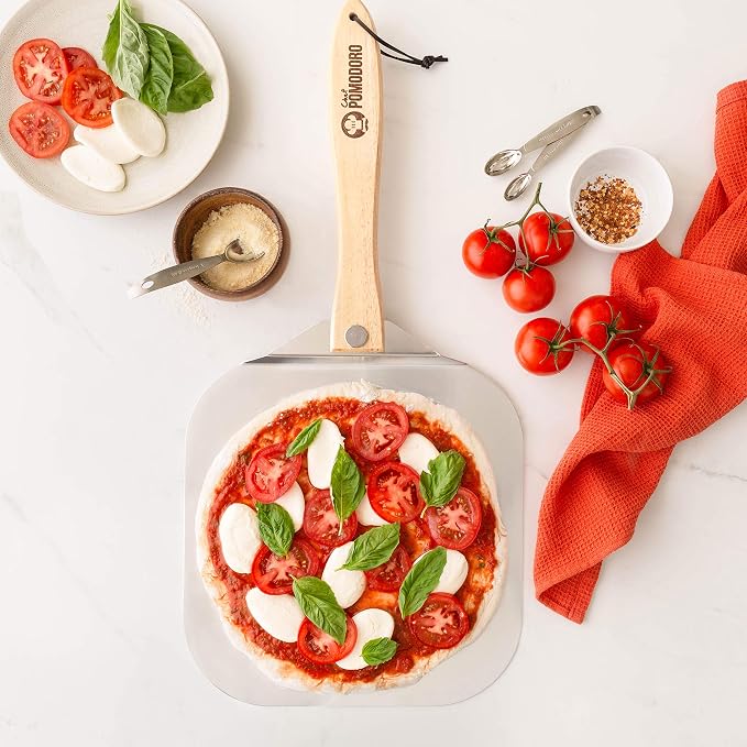 Chef Pomodoro Aluminum Pizza Peel 12x14 in, Foldable Wood Handle | Doubles as Pizza Spatula & Paddle; Non-Stick Aluminum for Ooni, Big Green Egg; Folds Flat, Cool-Touch Handle, Rust-Resistant - Image 9