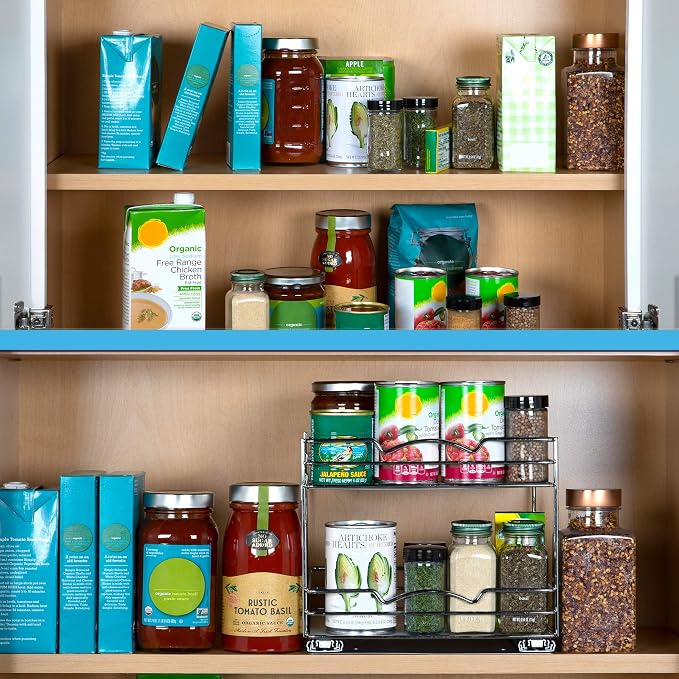 Pull-Out Cabinet Spice Rack Organizer 2-Tier, 10 ½"W x 10 ⅜"D x 8 ⅞"H - Image 9