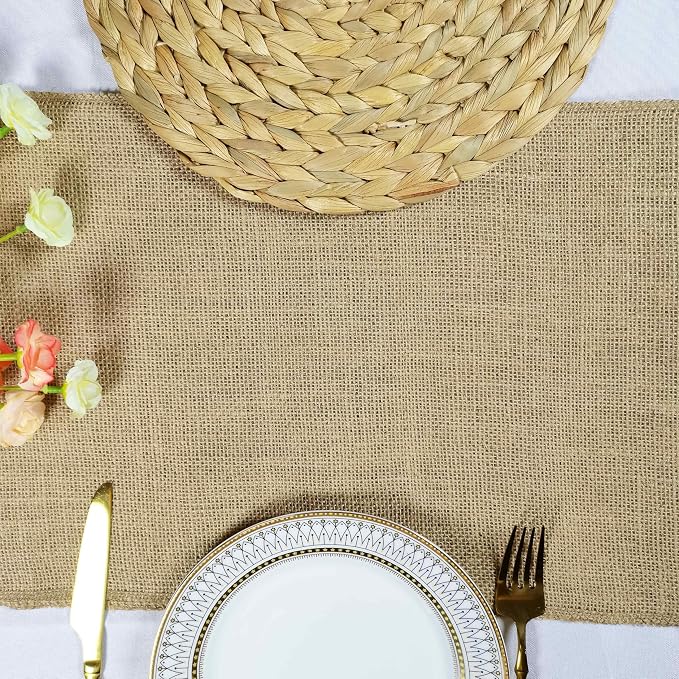 1 Pack 12 inch x 10 Yards Burlap Table Runner, Natural Rustic Jute Table Runners,Burlap Roll for Western Wedding Table Decorations,Farmhouse Style Party,Holiday,Kitchen Coffee Table Decor Cover - Image 7