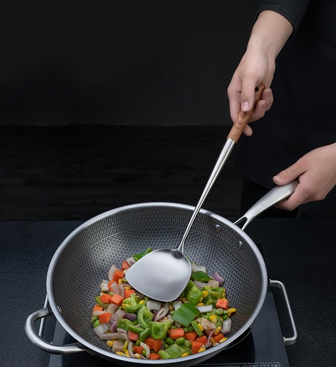 FJNATINH Wok Spatula - 17 Inch Stainless Steel Wok Turner for Cast Iron Skillet - Image 6