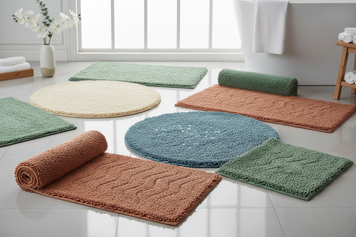 Soft bath rugs and bathroom mats - absorbent, non-slip, and machine washable bathroom floor mats