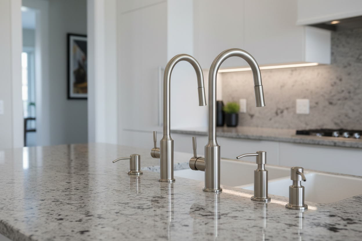 Kitchen fixtures and hardware - faucets, sinks, cabinet handles, and kitchen installation accessories