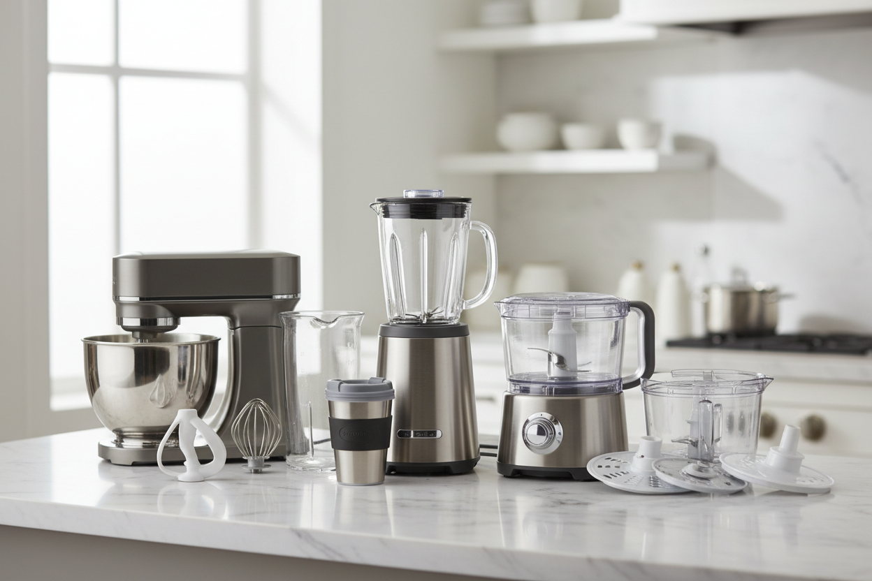 Small kitchen appliances - blenders, mixers, toasters, coffee makers, and countertop cooking devices