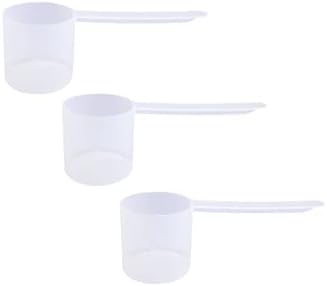 Plastic Measuring Scoop, (70 cc | 4.73 tbsp | 2.37 fl oz. | 70 mL) Long Handle Spoons for Powders, Granules, Coffee, Pet Food, Baking Supplies, Protein and Other Dry Goods, BPA Free (Set of 3) by TheScoopie