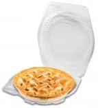 LBH-881 Clear Circular OPS Plastic Hinged Locking Lid Food Pie Container, 8" Diameter | 100/Case - Image 4