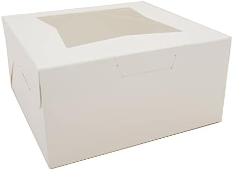 SCT white window bakery boxes with tuck-in lid, 10 x 10 x 5, white, paper, 150/carton - Image 4