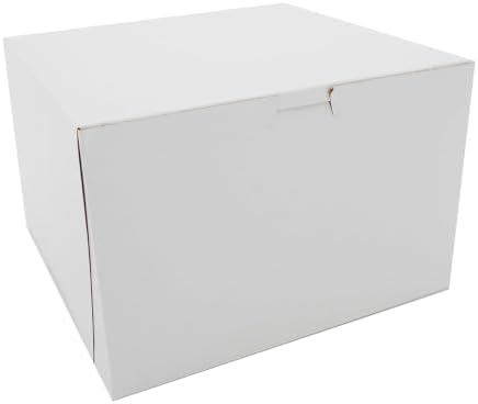 Southern Champion Tray 0966 Premium Clay Coated Kraft Paperboard White Non-Window Lock Corner Bakery Box, 9" Length x 9" Width x 6" Height (Case of 100) by SouthernChampionTray