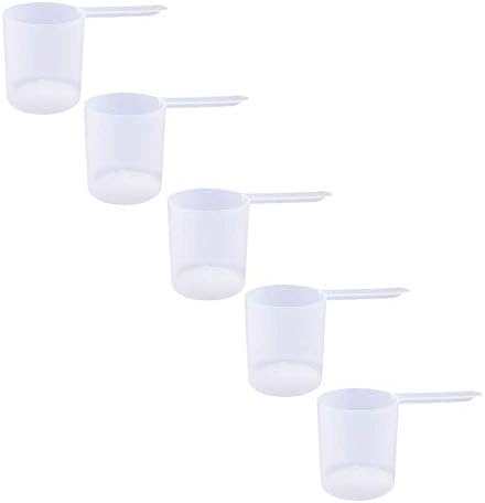Plastic Measuring Scoop, (148 cc | .625 Cup | 5 oz. | 148 mL) Long Handle Spoons for Powders, Granules, Coffee, Pet Food, Baking Supplies, Protein and Other Dry Goods, BPA Free (Set of 5) by TheScoopie