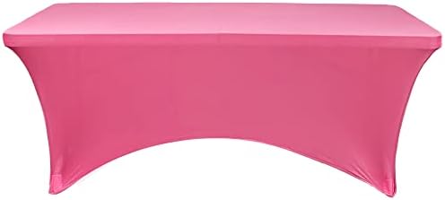 YOUR CHAIR COVERS - 8ft Fuchsia Rectangular Spandex Table Covers Fitted Tablecloth Wedding Event Patio Decorations Elastic Fabric Stretch for Folding Table - Image 4