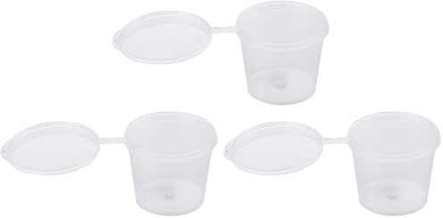 Brightalk [1 oz. - 100 Sets Disposable Plastic Portion Cups With Lids, Stackable Airtight Dressing Container To Go, Jello Shot, Souffle, and Sauce Cups (Pack of 3) by Brightalk